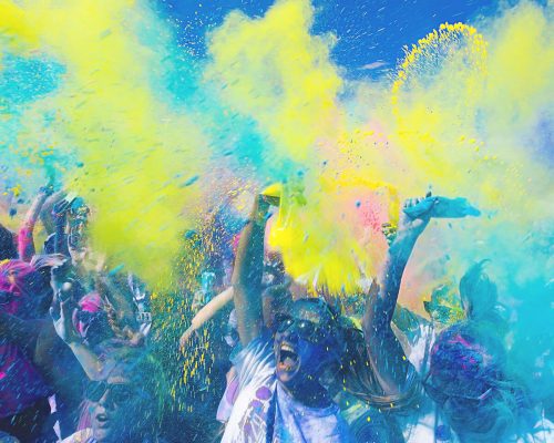 powder party with different colours